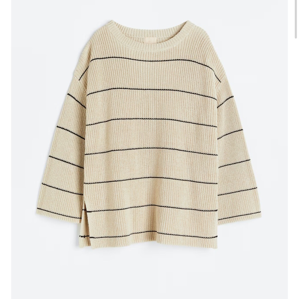 H&M OVERSIZED STRIPE RIB-KNIT SWEATER